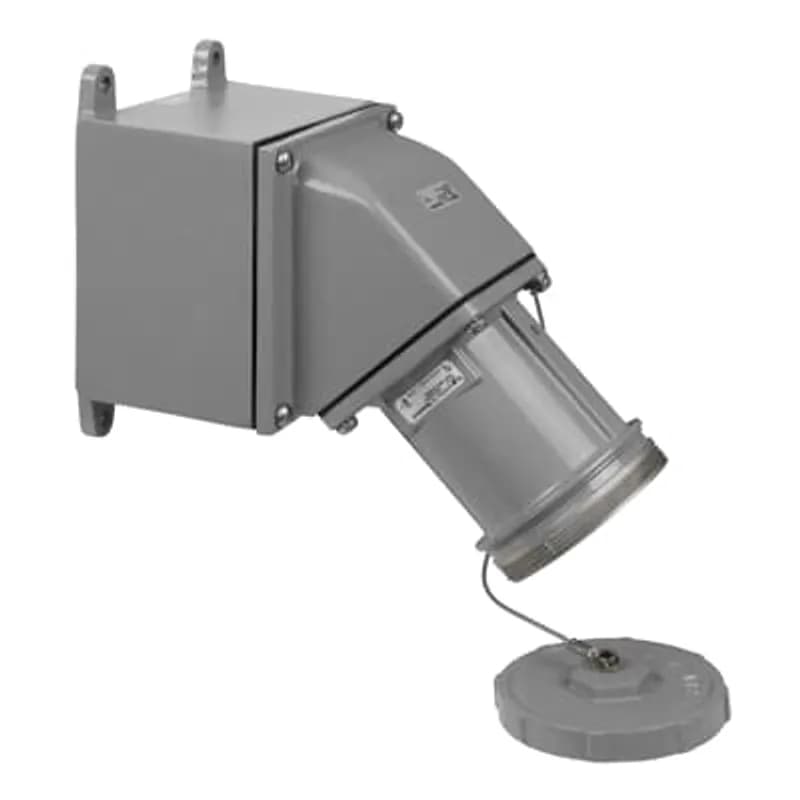 J-Line Receptacle Weathertight (Spring Hinged Flap Cover), 100 Amp, 4 Pole 4 Wire, with 1-1/2 Inch Bushing Inner Diameter
