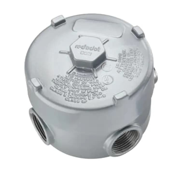 ABB - Installation Products EXUN-1 - 1/2 Inch Hazardous Location Internal Hub with Installed Green Ground Screw, Die Cast Aluminum, 5 Outlets with 3 Close Up Plugs, 20.3 Cubic Inch