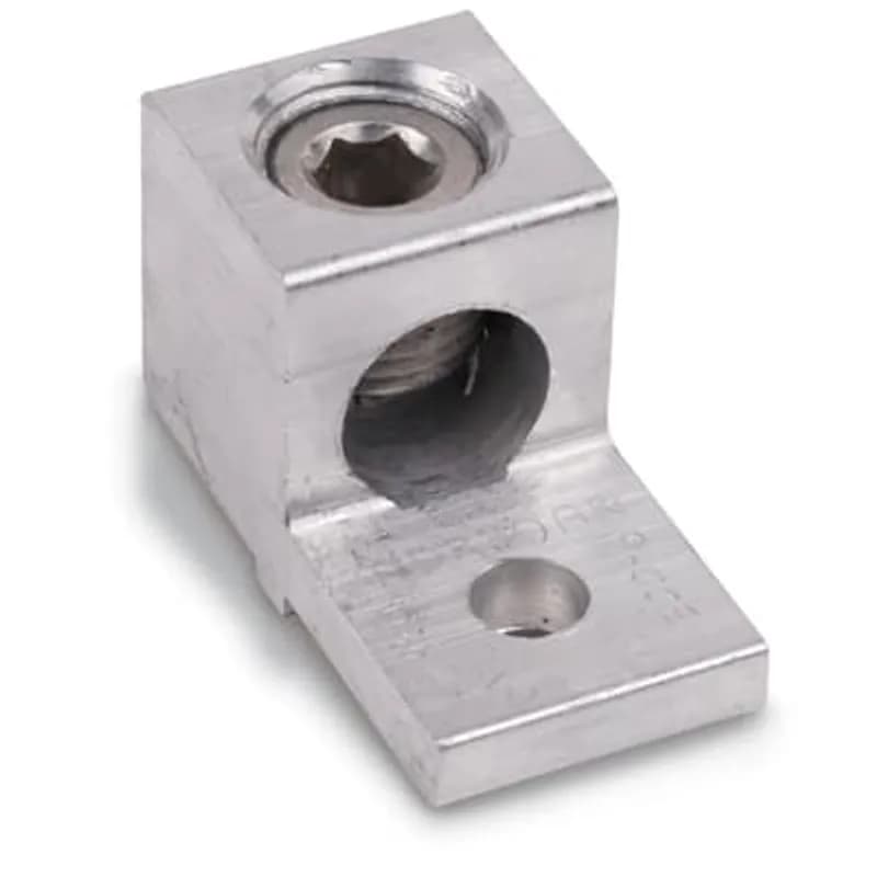Type ADR-ALCUL Anti-Rotational Single-Conductor, One-Hole Mount, Conductor Range Max 300 MCM, Min 6 AWG, 5/16 Inch Bolt Hole, Tin Plated