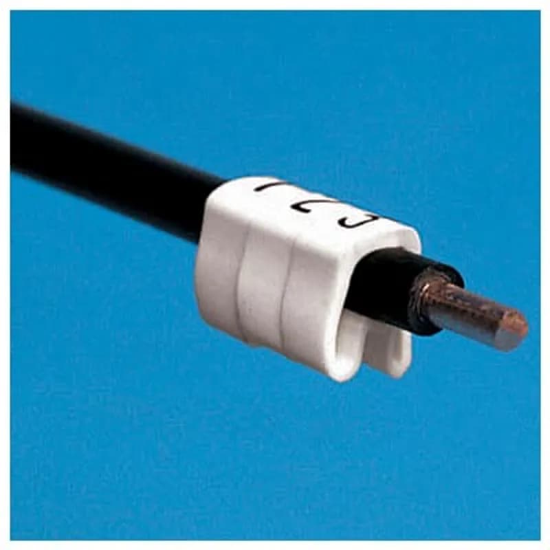 SMS Series Vinyl Sleeve Marker - Closed Spring-Action, Recommended Wire Diameter .059 - .197 inches, Wire Range 16-10AWG, Color White, Legend -, Packaging Bag