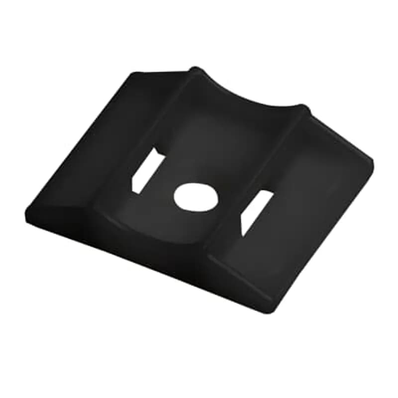 ABB - Installation Products MCNY-1250-0-C - Cable Tie Mounting Cradle, Black Nylon 6.6 for Temperatures up to 49 Degrees Celsius (120 F), Width of 25.4mm (1.0 Inches), Length of 31.75mm (1.25 Inches), Height of 7.23mm (0.285 Inches), Clearance Hole Diameter of 3.96mm (0.156 Inches), Rubber Based Adhesive Mounting (Can Also Use #6 Self-Tapping Screw for Added Strength), Accepts Cable Ties to 220 Newtons (50 Pounds), 100 Pack
