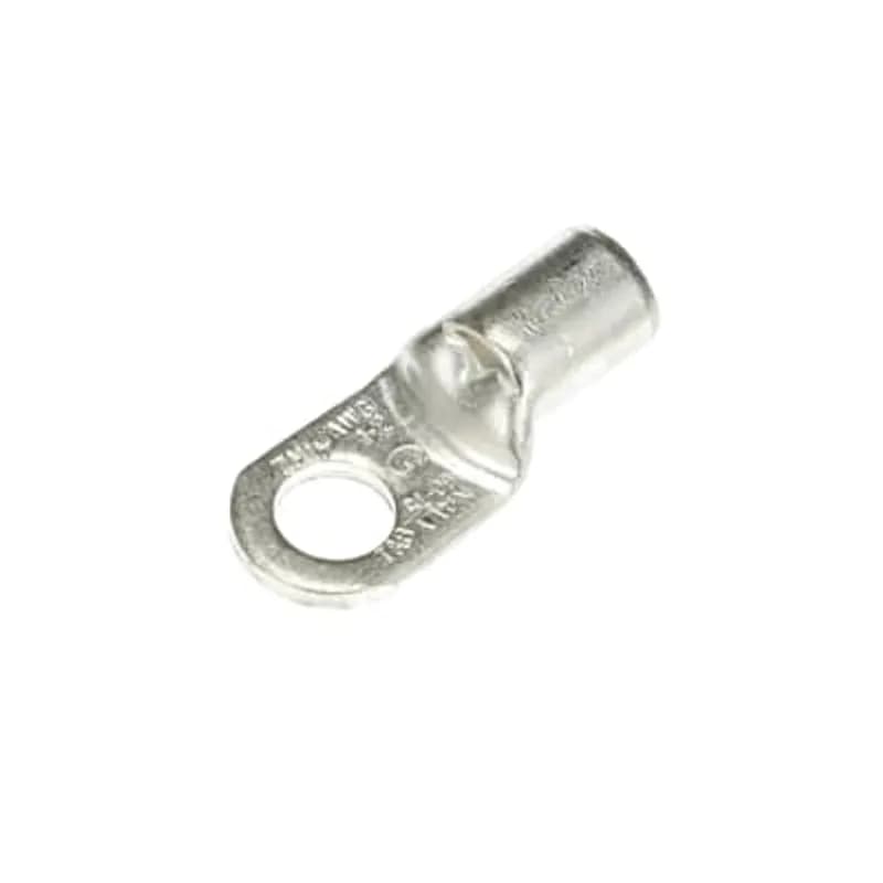 ABB - Installation Products G2-38 - Non-Insulated Tubular Ring Terminal, Length 1.59 Inches, Width .69 Inches, Bolt Hole 3/8 Inch, Wire Range 2/2AN, Copper, Tin Plated