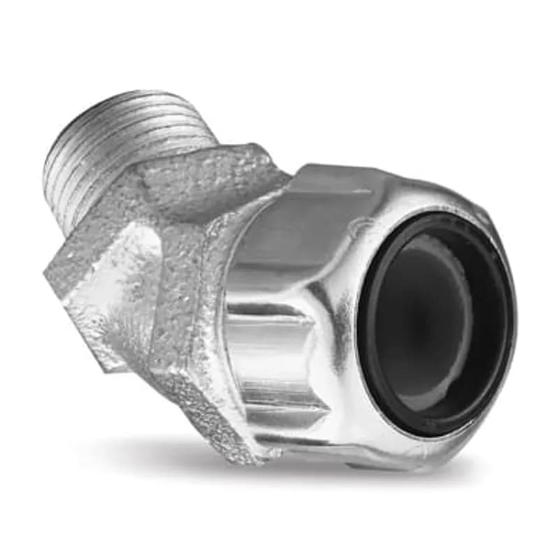 ABB - Installation Products 2217 - Liquidtight Strain Relief Cord Connector, 1 Inch, 45 Degree Bend, Meets Coast Guard CG293, Cord Range 0.875 to 0.985 Inch, Malleable Iron.