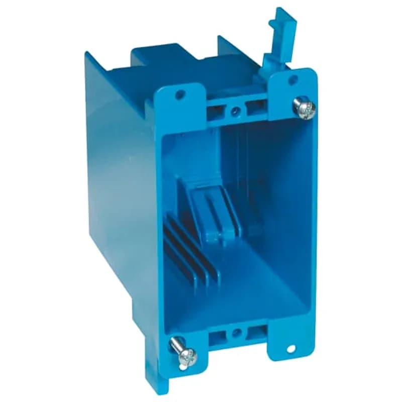 ABB - Installation Products B120R - One-Gang Old Work Outlet Box, Volume 20 Cubic Inches, Length 4-1/8 Inches, Width 2-15/16 Inches, Depth 3-5/8 Inches, Color Blue, Material PVC, Mounting Means Mounting Ears and Swing Bracket
