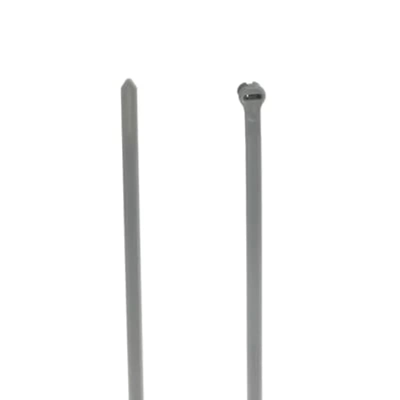 High Performance Cable Tie for Indoor Applications, Gray Color Nylon 6.6, for Temperatures up to 85 Degrees Celsius (185 F) for Indoor Applications, UL/EN/CSA62275 Type 2/21S Rated for AH-2 Plenum or as a Flexible Cable and Conduit Support, Length of 360.5mm (14.2 Inches), Width of 4.82mm (0.19 Inches), Thickness of 1.4mm (0.05 Inches), Tensile Strength Rating of 222 Newtons (50 Pounds), Military Specified (MIL-SPEC MS3367-2-8), Bulk Pack