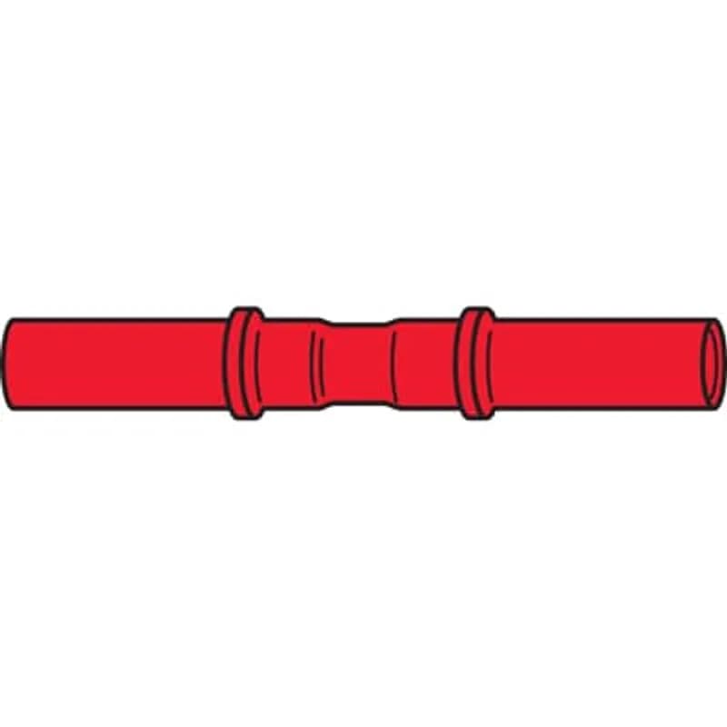 Nylon Insulated Aircraft Splice, Length 1.52 Inches, Width .25 Inches, Wire Range #22-#18 AWG, Color Red, Copper, Tin Plated, 500 Pack