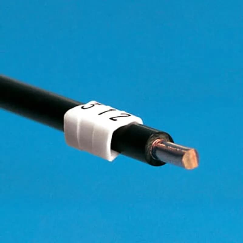 SMC Series Vinyl Sleeve Clip On Marker - Open Clip-On, Recommended Wire Diameter 0.094 -.118 inches, Wire Range 18-16AWG, Color White, Legend A, Packaging Strips