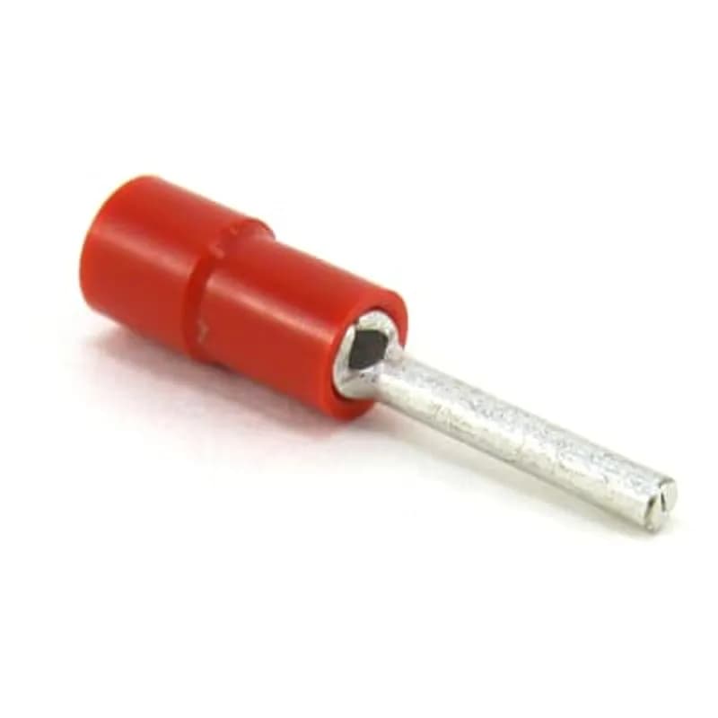 ABB - Installation Products TV18-12PT-XV - Insulated Vinyl Pin Terminals for Wire Range 22-16, Red, Canister