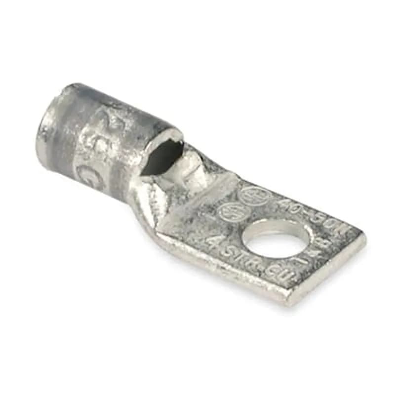 ABB - Installation Products 54139T - Copper One-Hole Lug, Standard Barrel - Top Stacking, Peep Hole, Max 35kV, Wire Size #4 AWG, 5/16 Inch Bolt Size, Tin Plated, Die Code 29, Die Color Code Gray