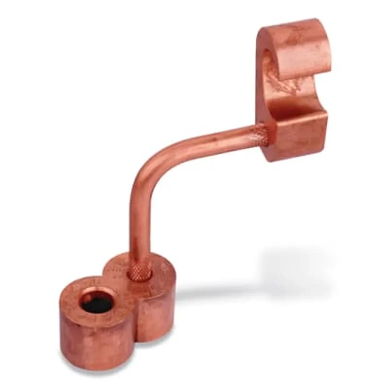 Figure Six to Eight Compression Copper Ground Rod to Grid Connector, Galvanized Ground Rod 5/8 Inch, Cable Range 2 AWG - 250 kcmil, Length 2-1/2 Inches (63.5mm), Tin Plated