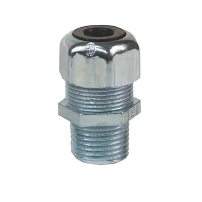 ABB - Installation Products 2921S - Liquidtight Strain Relief Connector, 1/2 Inch, Straight, Cord Range 0.310 to 0.560 Inch, Throat Diameter 9/16 Inch, Steel Body and Gland, Plastic Grip, Santoprene Bushing