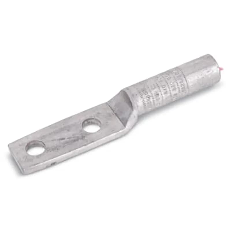 ABB - Installation Products AL12 - Aluminum Two-Hole Lug - Straight Long Barrel, Wire Range 4/0 ASCR, 4/0 Stranded, 1/2 Inch Bolt Size, Blind-End, Mechanical Dies: 840, K840, 845, TX, Hydraulic Dies: 840, B49EA, EEI, 11A, K840, 249, 76, CSA 24. For Aluminum and Copper Conductors