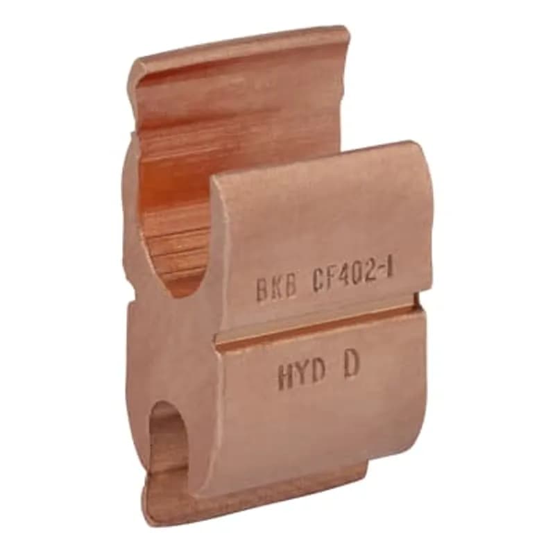 ABB - Installation Products CF402-1 - Copper H-Type Compression Connector Main: 4/0, 3/0, 2/0 Stranded Copper, Tap: 4 Stranded Copper, Tap: 2, 4 Solid Copper. Installation Die BKB D. 7/8 inch x 2 inch. Full Length Tab.