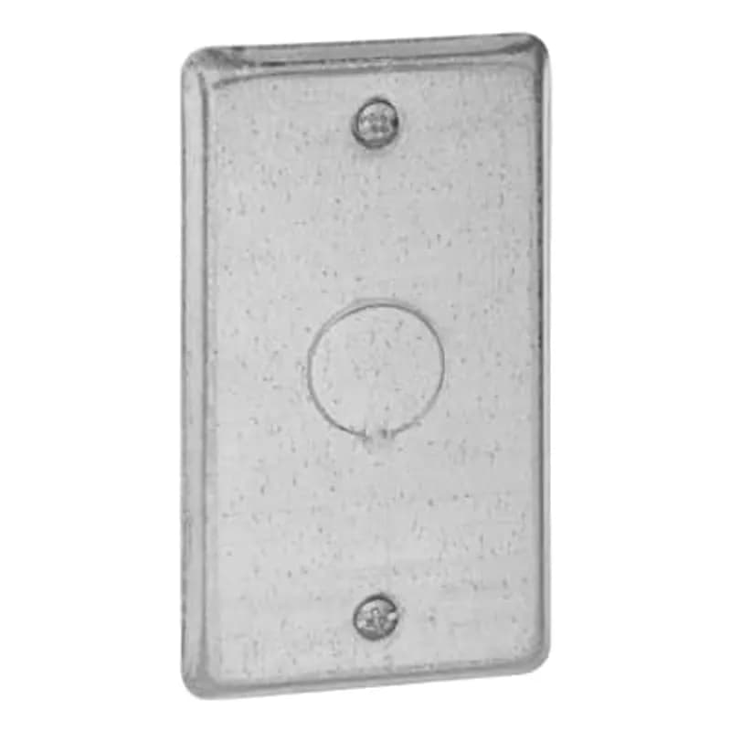 One Gang Utility Box Cover, 4 Inch Long x 2-1/8 Inch Wide x 1/4 Inch Raised, 1/2 Inch Knockout, Pre-Galvanized Steel, pack of 25, for Retail