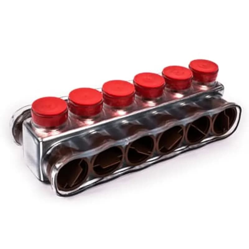 ABB - Installation Products CSB 750-10 - Aluminum Multi-Tap Encapsulated Cable Blocks - Two-Way Configuration, Wire Range 750-1/0, Screw Size 3/8 Hex, Length 14-1/4 Inches, Width 3-3/8 Inches, Height 2-1/4 Inches, Outlets 10