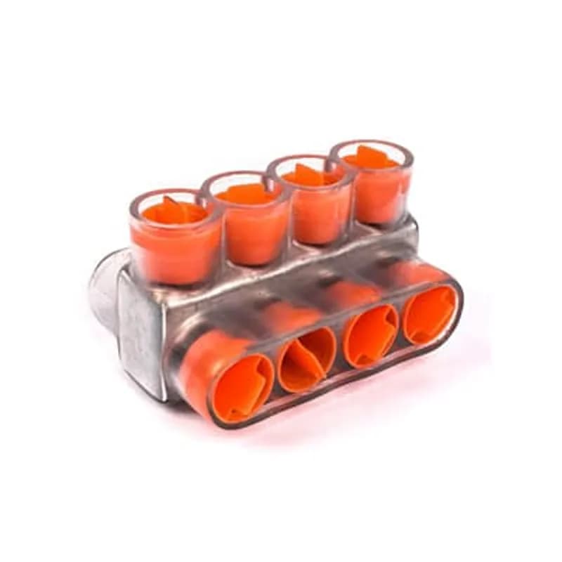 ABB - Installation Products CSB 350-4 - Aluminum Multi-Tap Encapsulated Cable Blocks, Two-Way Configuration, Wire Range 350 kcmil-10 Str, Hex Size 3/8 Inch, Length 4.26 Inches, Width 3.0 Inches, Height 2.50 Inches, Outlets 4, Clear Insulation