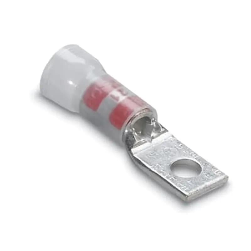 ABB - Installation Products 54104I - Copper One-Hole Insulated Lug, Standard Barrel, Peep Hole, Max 600 Volts, Wire Size #8 AWG, #10 Bolt Size, Tin Plated, Die Code 21, Die Color Code Red