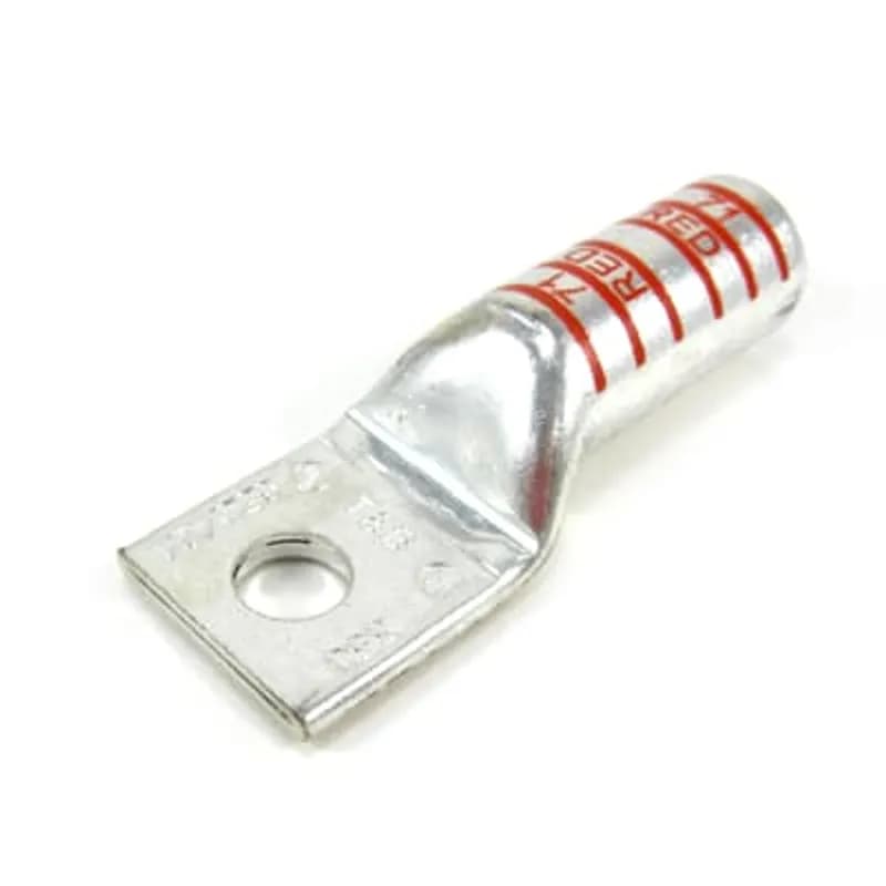 Copper Blank Tongue Lug, Long Barrel, Blind End, Max 35kV, Wire Size 400 Navy, Silver Plated, Die Code 76, Die Color Code Blue