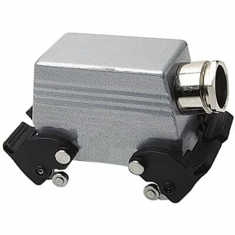 Reverse locking lever hoods, side entry, 10 contacts with ground connection, NPT entry - 1 Inch x 1/2 Inch