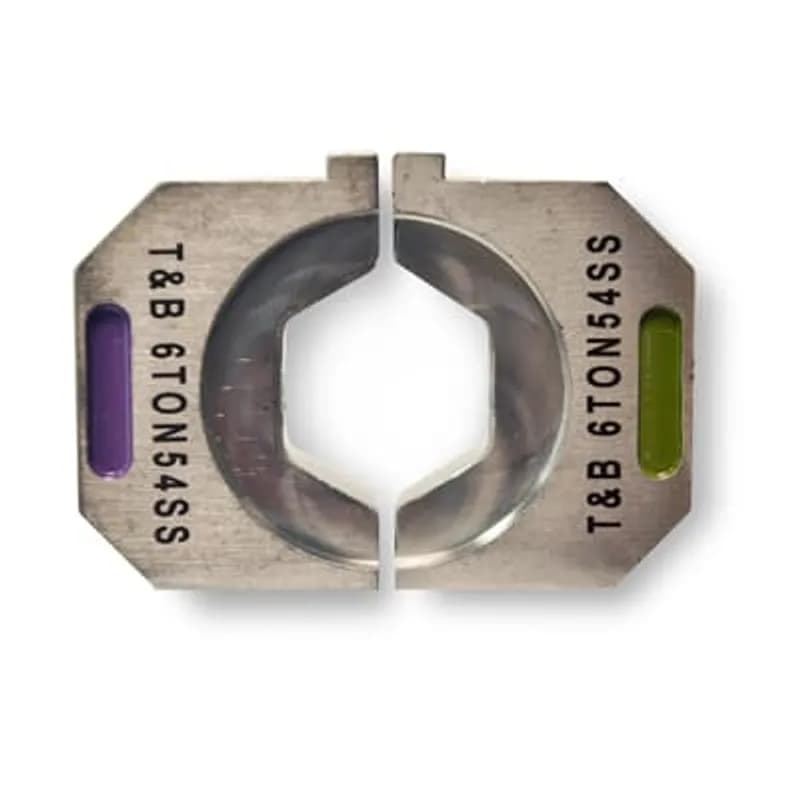 ABB - Installation Products 6TON54SS - Stainless Steel Hex Die for 6-Ton TBM6PCR-LI, TBM62PCR-LI, TBM62CR-LI and TBM6UNICR-LI Tools for 4/0 CU, 2/0 Al, Die Color Purple, Olive, Die Code 54