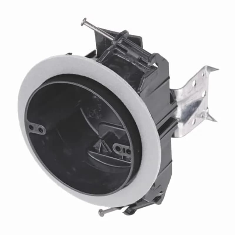Round Fan/Fixture Vaportight Box, Volume 26 Cubic Inches, Diameter 4 Inches, Depth 2-3/4 Inches, Color Black, Polycarbonate, Mounting Means L Bracket