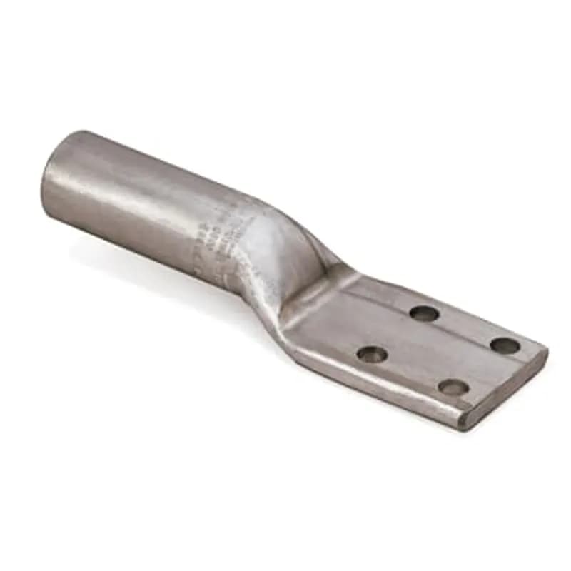 ABB - Installation Products AL 2500-4 N - Aluminum Four-Hole NEMA Lugs, concentric 2500 kcmil AL-CU, ACSR 2156-2167, installing die 214. Length 15-3/8 inch. Pad 3.559 inch Wide x 4 inch long x 45/64 inch thick. (4) 9/16 inch diameter holes on 1-3/4 inch spacing. Barrel 9-1/8 inch with Outside Diameter 2-9/32 inch. Oxide Inhibitor. Orange Cap.