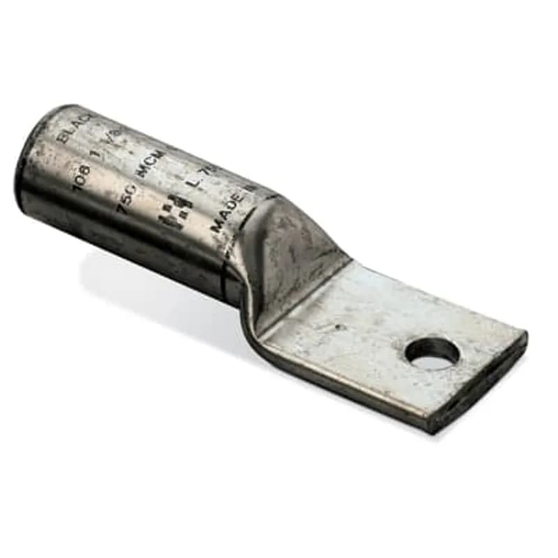 ABB - Installation Products L 500-48 - Tin Plated Copper One-Hole Straight NEMA Lugs. wire size 500 kcmil CU. Installing Dies 87, 251, 20. Length 4-1/2 inch. Pad 1-9/16 inch wide x 1-7/16 inch long x 7/32 inch thick. (1) 9/16 inch hole. Barrel 2-3/16 inch. CSA. UL listed.