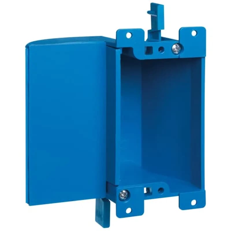 ABB - Installation Products B117RSWR - One-Gang Old Work Outlet Box, Volume 17 Cubic Inches, Length 3.64 Inches, Width 4.07 Inches, Depth 2 Inches, Color Blue, Material PVC, Mounting Means Mounting Ears and Swing Clamps, with Access Panel