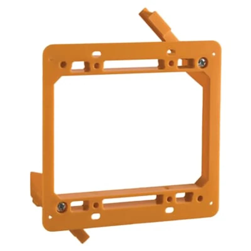 Two-Gang Low Voltage Rework Bracket, 1-1/8 Inches Deep, Color Orange, Material Polycarbonate, Provides Means of Installing a Low-Voltage Device Alongside a Regular Switch or Outlet