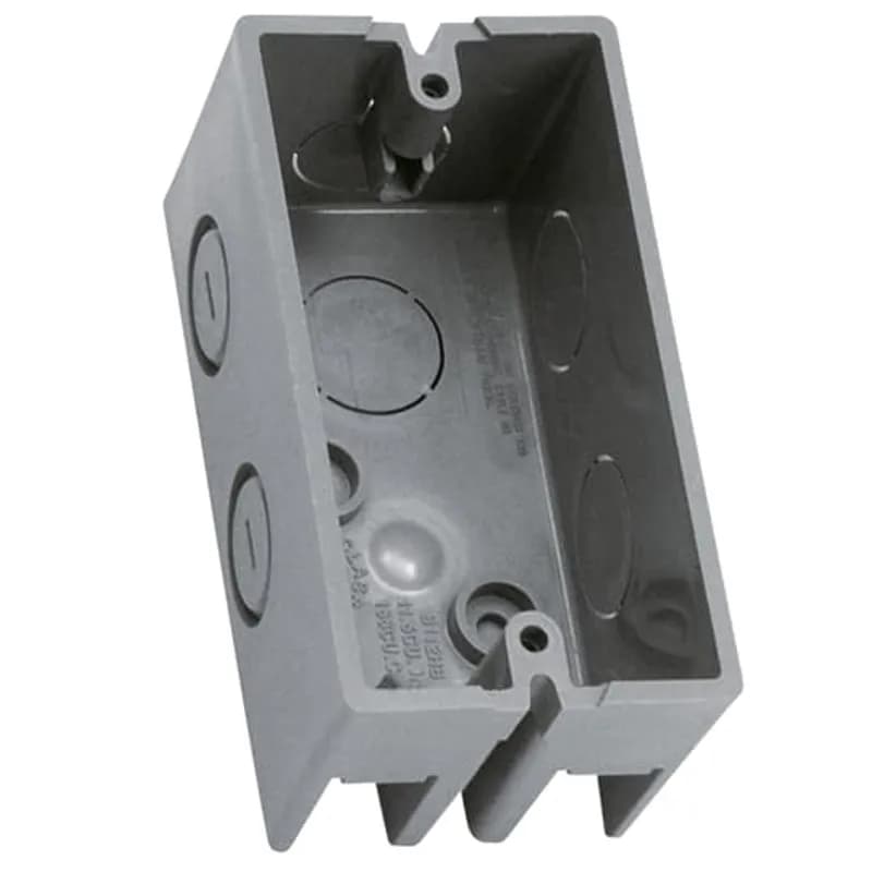 One-Gang Handy Box, 12 Cubic Inches, Length 4 Inches, Width 1-7/8 Inch, Depth 2-1/8 Inches, Color Gray, Material Non-Metallic