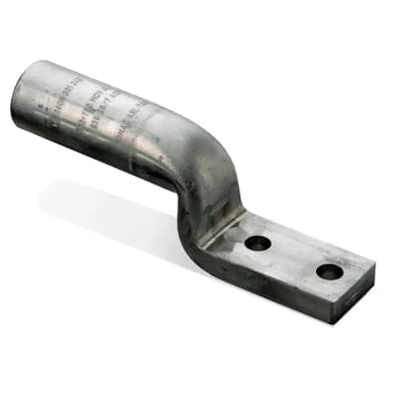 ABB - Installation Products ASL 500-258 NTN - Tin-Plated Aluminum Compression Stacking Lug for Aluminum and Copper Terminations, Two-Hole NEMA Pad, 500 kcmil AL9CU - UL listed, 477 kcmil, Compact 600 kcmil, ACSR 397.5 (26/7) and 477 (18/1), installing dies 106A, 300, 317, 1 5/16, 15A. Length 7-3/8 inch. Pad 1-3/4 inch wide x 3 inch long x 15/32 inch thick. (2) 11/16 inch holes on 1-3/4 inch centers. Barrel 2-15/16 inch long x 1-5/16 inch outside diameter. Oxide Inhibitor. Pink Cap.