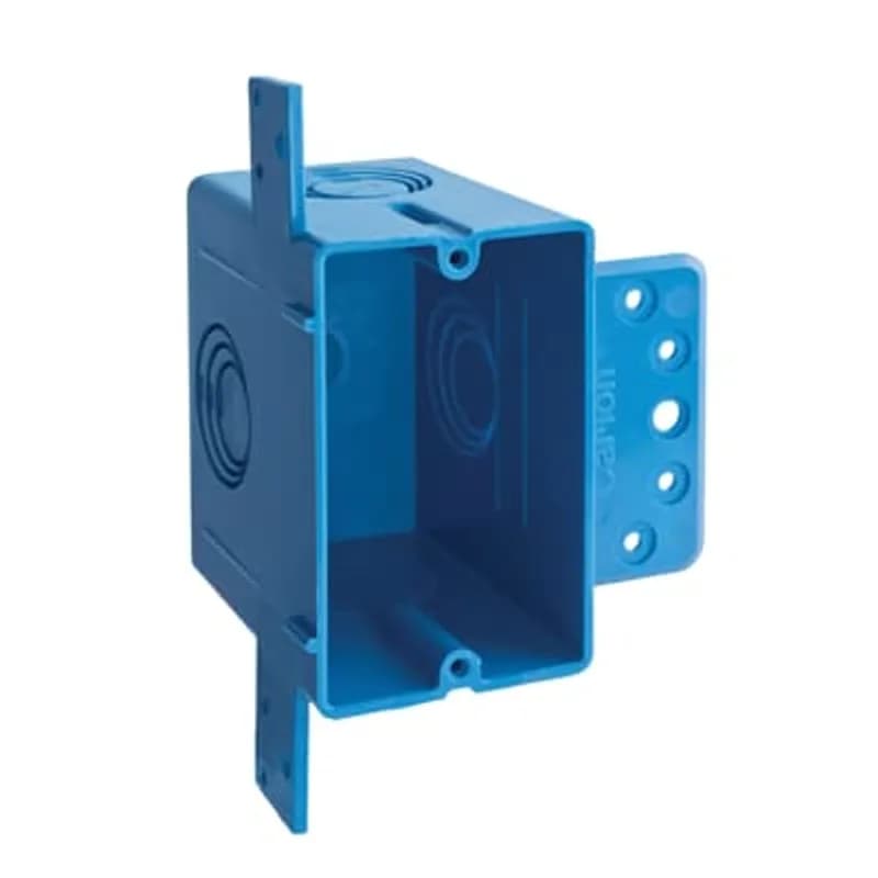 ABB - Installation Products A122-CAR - Single Gang Outlet Box, Volume 22 Cubic Inches, Length 3.53 Inches, Width 2.10 Inches, Depth 3.25 Inches, Number of Knockout 4, Knockout Size 1/2 Inch, 3/4 Inch, and 1 Inch, Color Blue, Material PVC, Pack of 12