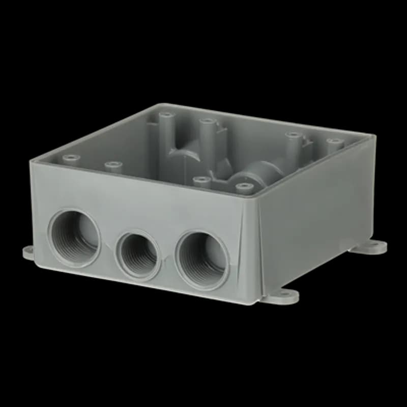 2-Gang Weatherproof Non-Metallic Box, Gray, Bulk Pack