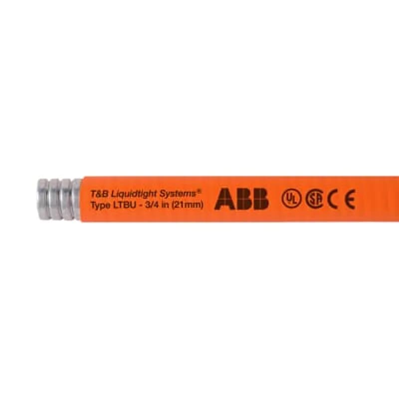 ABB - Installation Products LTBUS07E-B - Liquid Tight Flexible Metallic Conduit, Galvanised Steel Core with PVC Jacket, Conduit Size 2 Inch, Length 15 Meters/50 Feet, Special Purpose Use, UL 360, CSA, Compliant to RoHS, Working Temperature -20 to 60 Degrees C, Orange