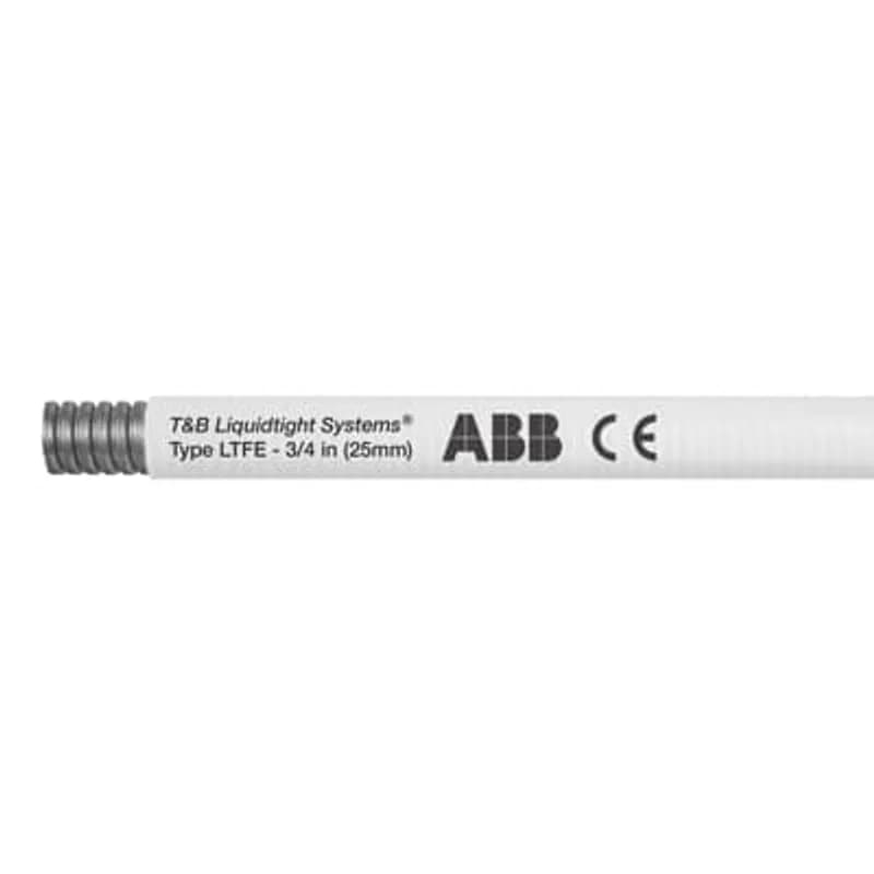 ABB - Installation Products LTFES02W-C - Liquid Tight Flexible Metallic Conduit, Food and Beverage Grade, Galvanized Steel Core with PVC Jacket, Conduit Size 1/2 Inch, Length 30 Meters/100 Feet, Working Temperature -20 to 80 Degrees C, Compliant to RoHS and WEEE, White