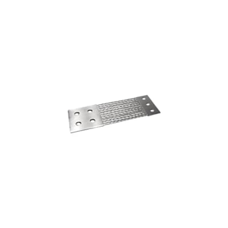 ABB - Installation Products SWD190D1304 - Tinned Copper, Standard Flexible Braid Connector, SWD Series, 4/3 Hole Pads. Pad A with NEMA Standard (4) 9/16 inch (14.3 mm) Holes and 1-3/4 inch (44.4 mm) Spacing Center to Center, Pad A 4-3/4 inch x 4 inch, Pad B with (3) 9/16 inch (14.3 mm) Holes and 1-1/2 inch (38.1 mm) Spacing Center to Center, Pad B 4-3/4 inch x 2 inch. 12 inch (304 mm) long, 4-3/4 inch (120.6 mm) wide, 1/4 inch (6.3 mm) thick. 30 AWG Individual Strand.