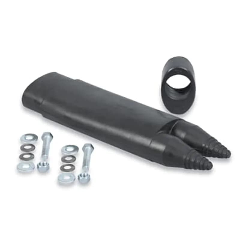ABB - Installation Products FS 175 DPK KIT - Flood Seal 175 Dual Adapter Kit, includes twin tower rocket, adapter ring and Hardware - (2) 1/2-13 x 2-1/2 inch Full-Threaded Steel Bolts, (4) Stainless Steel Belleville Washers, (4) Flat Washers, (2) Nuts, Tie Wrap and Silicone Grease. Adapter kit enables installer to pull two connections off one leg.