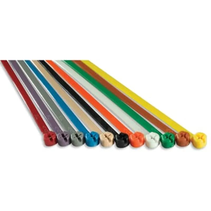 ABB - Installation Products TY524M-CLRS - High Performance Cable Tie, Multiple Color Pack Nylon 6.6, Length of 140mm (5.5 Inches) for Bundle Diameter up to 35mm (1.38 Inches), Width of 3.6mm (0.14 Inch), Tensile Strength Rating of 178 Newtons (40 Pounds), Operating Temperature of -40 Degrees Celsius (-40 F) to 85 Degrees Celsius (185 F)