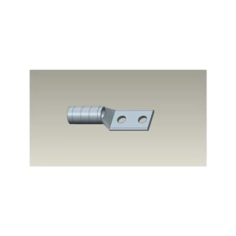 Copper Two-Hole Lug, Long Barrel, Peep Hole, Max 35kV, Wire Size 2/0 AWG, 5/16 Inch Bolt Size, 7/8 Inch Hole Spacing, Tin Plated, Die Code 45, Die Color Code Black
