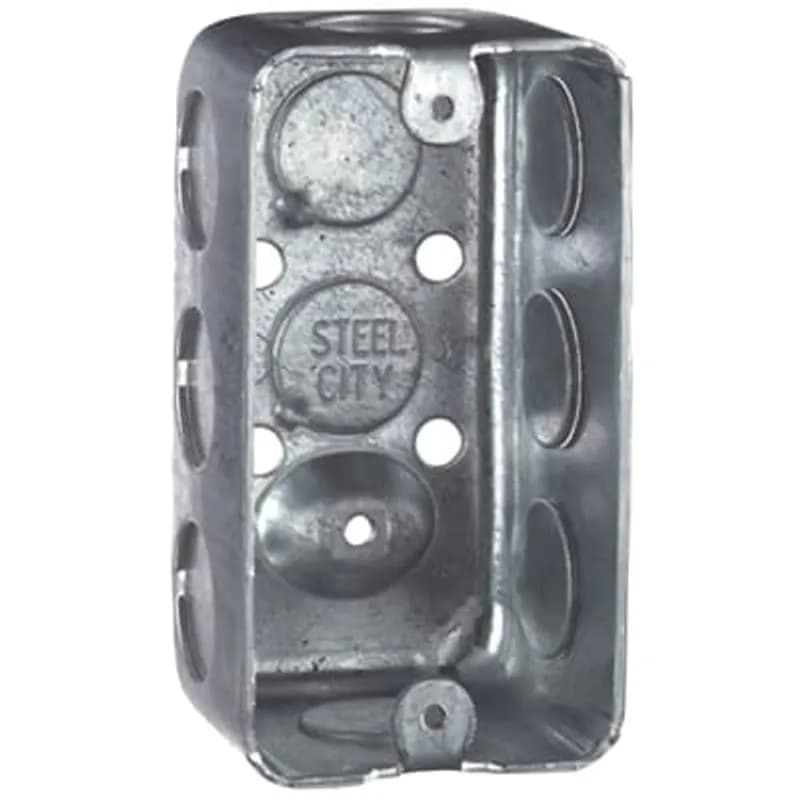 One Gang Utility Box, 13.0 Cubic Inches, 4 Inches Long x 2-1/8 Inches Wide x 1-7/8 Inches Deep, Pre-Galvanized Steel, Drawn Construction, For use with Conduit