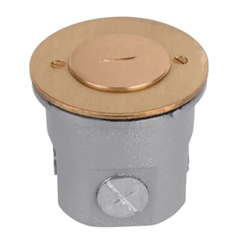 Single Gang Flush Service Floor Box, 13 Cubic Inches, Opening Diameter 3-1/2 Inches, Base Diameter 2-31/32 Inches, Depth 3-3/16 Inches, 1/2 Inch and 3/4 Inch Knockouts, Cast Iron, For Power or Communications/Data