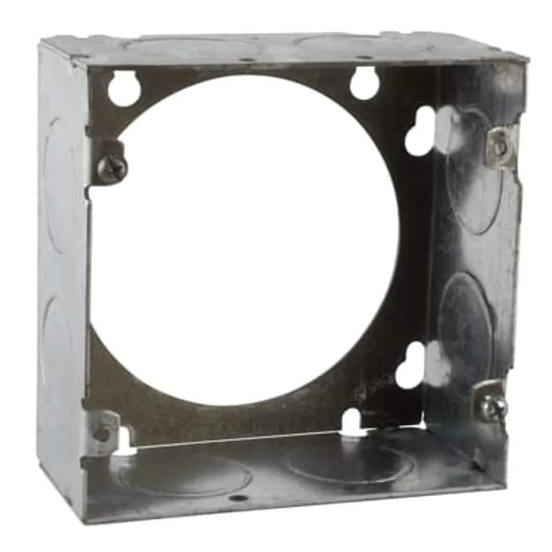 ABB - Installation Products 731711-TB - Square Box Extension Ring, 42 Cubic Inches, 4-11/16 Inches Square x 2-1/8 Inches Deep, 1 Inch Knockouts, Pre-Galvanized Steel, Welded Construction, For use with Conduit
