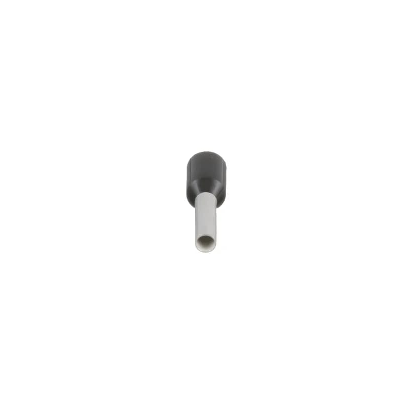 Covered ferrules single wire black DIN end sleeve, 16 AWG, 8mm pin length.