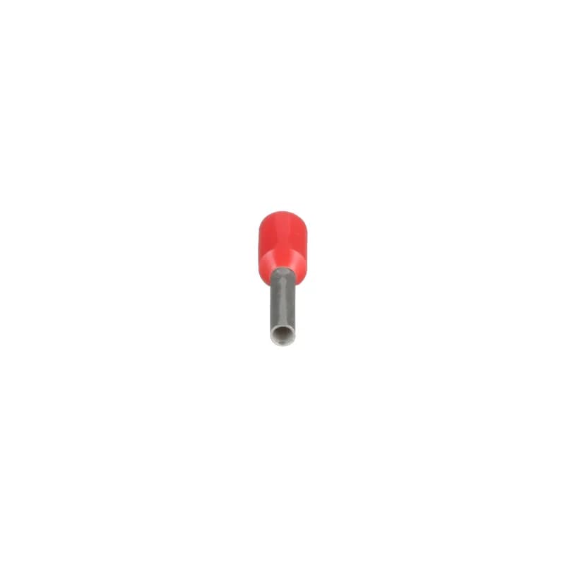 Covered ferrules single wire red DIN end sleeve, 2 AWG, 25mm pin length.