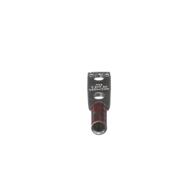 Panduit LCC8-10AW-L - The LCC8-10AW-L Tin-Plated Copper Compression Lug, two-hole, long barrel, has color-coded barrels marked with Panduit and specified competitor die index numbers for proper crimp die selection. The long barrel maximizes the number of crimps and provides premium wire pull-out strength and performance. The generously beveled wire entry prevents bent back strands when inserting the conductor into the barrel. UL Listed and CSA Certified.