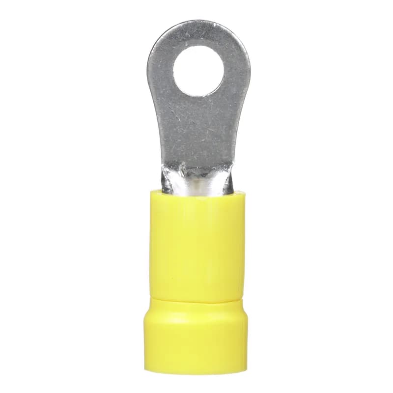 Ring Terminal, 12 10 AWG, #6 stud size, vinyl insulated, funnel entry, bulk package.