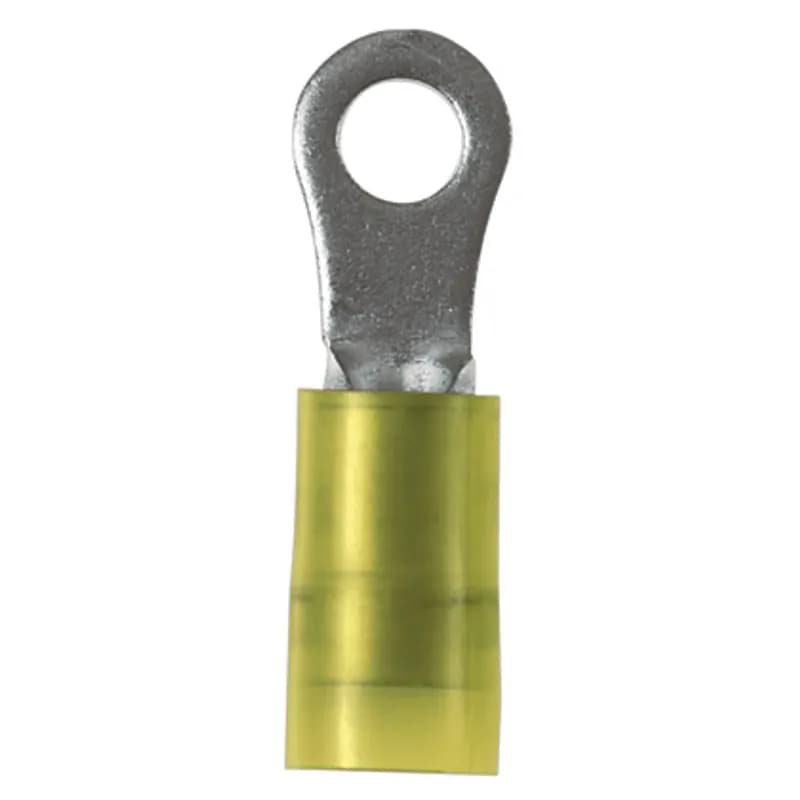 Ring Terminal, 16-12 AWG, #8 stud size, heavy duty, nylon insulated, bulk package.