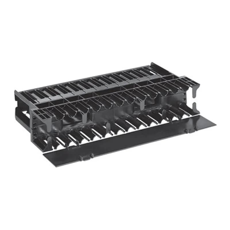 The replacement front cover for NCMHF2 and NCMH2 provides a clean aesthetic and protects cabling within the horizontal channel. The cover is 2 RU and is black.