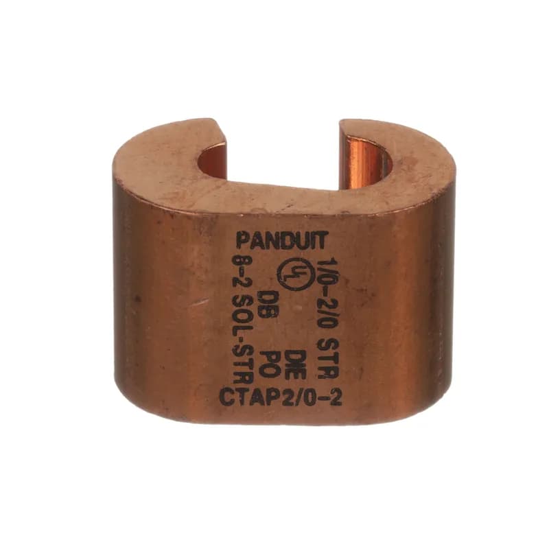 The CTAP2/0-2-X Compression Connector Tap provides high-strength and premium electrical properties. It is suitable for use with solid and stranded copper Code conductors for tapping into unbroken continuous main, as a wire joint or two-way splice. The wide wire range-taking capability minimizes inventory requirements. UL listed per ul 486 for use up to 35 kv and temperature rated 90 c when crimped with Panduit and specified competitor crimping tools and dies.