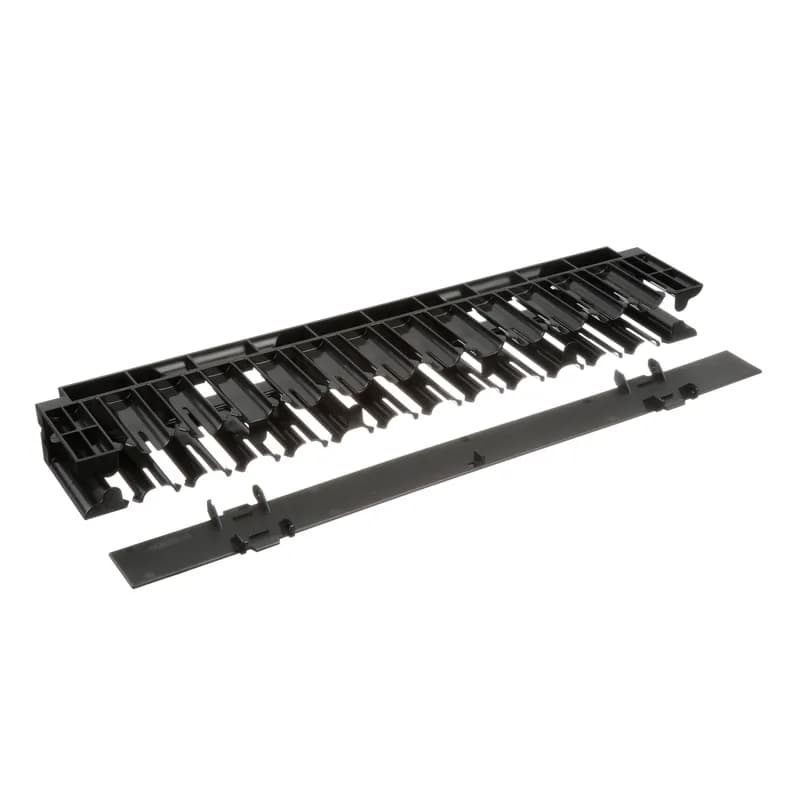 The replacement front cover for NCMHF1 provides a clean aesthetic and protects cabling within the horizontal channel. The cover is 1 RU and is black.